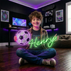 Soccer Neon Sign Custom, Name Ball LED Light, Kids Bedroom Wall Decor Gift