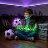 Soccer Neon Sign Custom, Name Ball LED Light, Kids Bedroom Wall Decor Gift