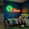Soccer Neon Sign Custom, Name Ball LED Light, Kids Room Wall Sports Decor