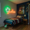 Soccer Neon Sign Custom, Name Ball LED Light, Kids Room Wall Sports Decor