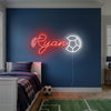 Soccer Neon Sign with Name, Ball LED Light, Kids Bedroom Wall Sports Decor