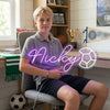 Soccer Neon Sign with Name, Ball LED Light, Kids Bedroom Wall Sports Decor