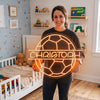 Soccer Neon Sign with Name, Custom Ball LED Light, Boys Room Decor