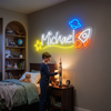Space Neon Sign Custom, Name Rocket Planet LED Light, Boys Room Wall Decor