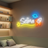Space Neon Sign Custom, Name Rocket Planet LED Light, Boys Room Wall Decor