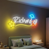 Space Neon Sign Custom, Name Rocket Planet LED Light, Boys Room Wall Decor