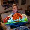 Sports Neon Sign Personalized, Name Ball LED Light, Boys Game Room Wall Decor