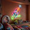 Sugar Skull Guitar Neon Sign Custom, Personalized Name LED Light, Day of the Dead Music Wall Decor for Home Studio