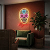 Sugar Skull Neon Sign Custom, Floral LED Light, Day of the Dead Wall Home Decor