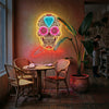 Sugar Skull Neon Sign Custom, Floral LED Light, Day of the Dead Wall Home Decor