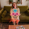 Sugar Skull Neon Sign Custom, Floral LED Light, Day of the Dead Wall Home Decor