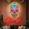 Sugar Skull Neon Sign Custom, Floral LED Light, Day of the Dead Wall Home Decor