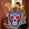 Sugar Skull Neon Sign Custom, Name LED Light, Day of the Dead Wall Decor Gift