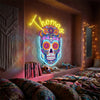 Sugar Skull Neon Sign Custom, Name LED Light, Day of the Dead Wall Decor Gift