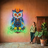 Sugar Skull Owl Neon Sign Custom, Dia de los Muertos LED Light, Mexican Folk Art Wall Decor