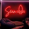 Surfboard Neon Sign Custom, Name Wave LED Light, Beach Room Decor
