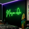 Surfboard Neon Sign Custom, Name Wave LED Light, Beach Room Decor