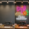Tailor Shop Neon Sign Custom, Name Sewing LED Light, Sewing Room Storefront Decor