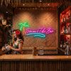 Tiki Bar Neon Sign Custom, Name Palm Wave LED Light, Tropical Home Bar Decor