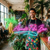 Tiki Bar Neon Sign Custom, Name Palm Wave LED Light, Tropical Home Bar Decor