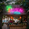 Tiki Bar Neon Sign Custom, Name Palm Wave LED Light, Tropical Home Bar Decor