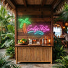 Tiki Bar Neon Sign Custom, Name Palm Wave LED Light, Tropical Home Bar Decor