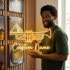Trumpet Neon Sign Custom, Name Music LED Light, Studio Wall Decor