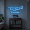 Trumpet Neon Sign Custom, Name Music LED Light, Studio Wall Decor