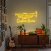 Trumpet Neon Sign Custom, Name Music LED Light, Studio Wall Decor