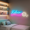 Volleyball Neon Sign with Name, Custom Ball LED Light, Girls Room Wall Decor