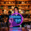 Wine Neon Sign Custom, Name Glass LED Light, Wine Bar Home Kitchen Wall Decor