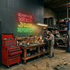 Workshop Neon Sign Custom, Wrench Tool LED Light, Garage Man Cave Wall Decor